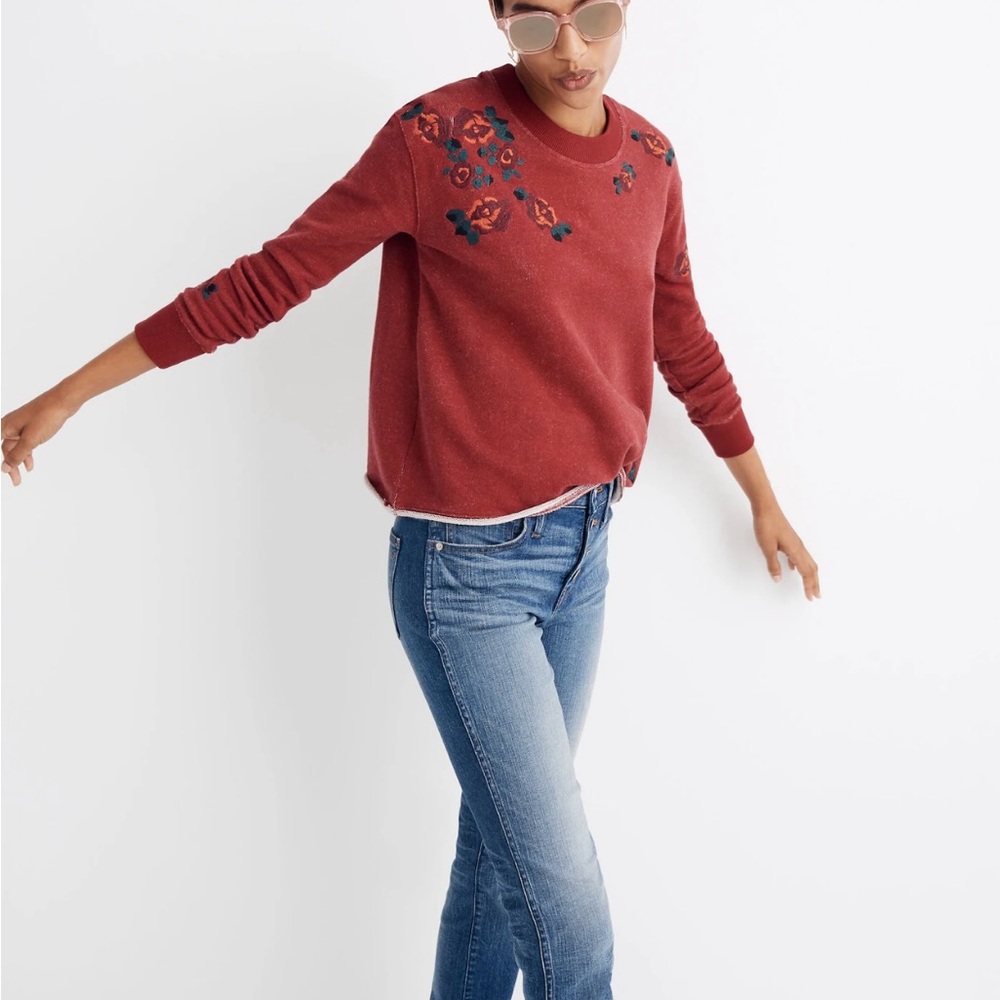 MADWELL mile(s) Embroidered Floral Cutoff Sweatshirt - Picture 3 of 5